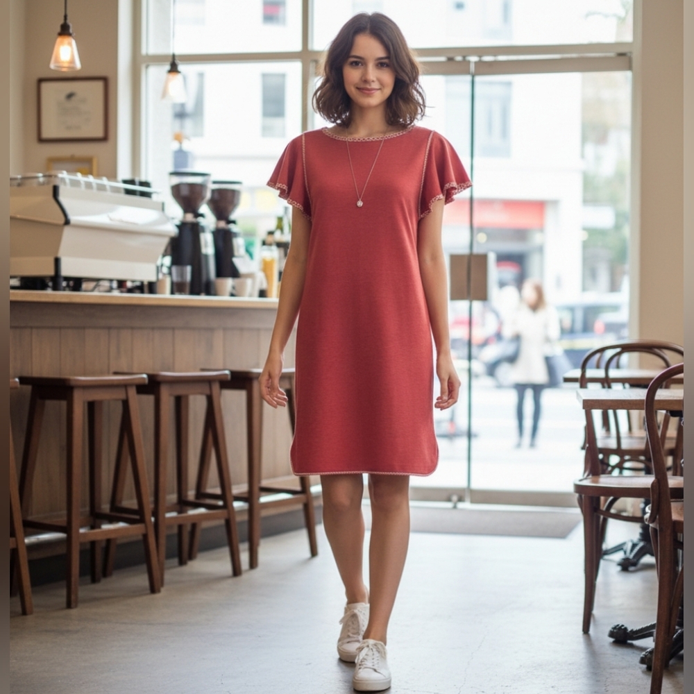 Max Studio Red Mini Dress with Flutter Sleeves